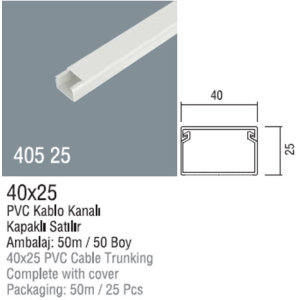 DLX 40X25 PVC KABLO KANALI 2 MT BOY